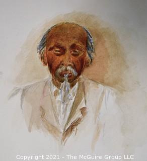 Unframed Portrait of Bearded Chinese Gentleman, Watercolor on Paper, by Francis Alpheus Thompson, 1838-1905