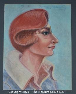 Signed Original Crayon on Paper of Woman by Nancy Willoughby. Measures 8" x 11".