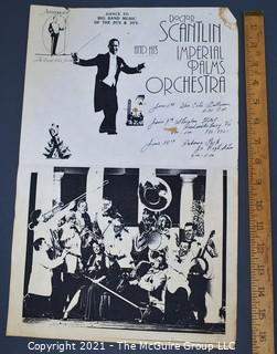 Ephemera. Promotional Concert Poster. Doc Scantlin and his Imperial Palms Orchestra.  