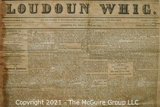 Original Edition of The Loudoun Whig, Leesburg, VA. July 21, 1848