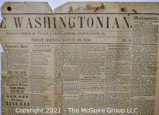 Original Edition of The Washingtonian, Leesburg, Loudoun County, VA. Published Weekly by William B Lynch - August 26, 1859.
