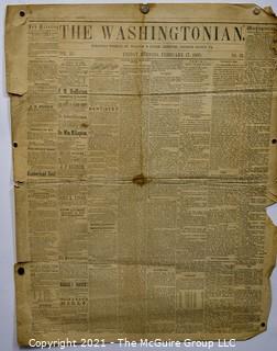 Vintage Copy of the The Washingtonian, Leesburg, Loudoun County, VA. Published Weekly by William B Lynch - Friday Morning, February 17, 1860.