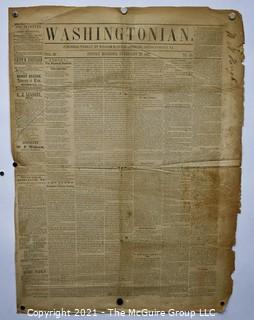 Original Edition of The Washingtonian, Leesburg, Loudoun County, VA. Published Weekly by William B Lynch - Friday Morning, February 27 1857.
