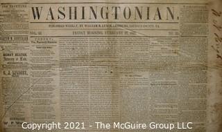 Original Edition of The Washingtonian, Leesburg, Loudoun County, VA. Published Weekly by William B Lynch - Friday Morning, February 27 1857.
