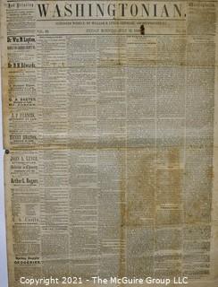 Original Edition of The Washingtonian, Leesburg, Loudoun County, VA. Published Weekly by William B Lynch - Friday Morning, July 16, 1858.
