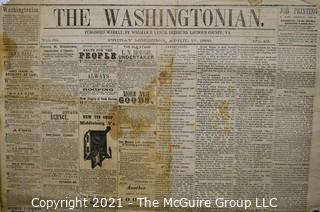 Original Edition of The Washingtonian, Leesburg, Loudoun County, VA. Published Weekly by William B Lynch - Friday Morning, April 17, 1868.
