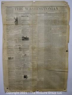 Original Edition of The Washingtonian, Leesburg, Loudoun County, VA. Published Weekly by William B Lynch - Friday Morning, January 11, 1873.
