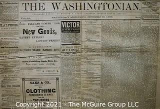 Original Edition of The Washingtonian, Leesburg, Loudoun County, VA. Published Weekly by William B Lynch - Saturday Morning, October 30, 1886