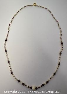 Garnet & Pink Quartz Bead Necklace. 