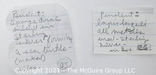 Two Sterling Silver with Semi-precious stone pendants.  Includes Sponge Coral Inlaid Turtle and Lapis Lazuli Cone Shape Pendulum Pendant 
