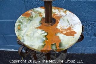 Victorian Converted Two-Tiered Marble & Brass Oil Floor Lamp Table or Stand