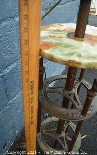 Victorian Converted Two-Tiered Marble & Brass Oil Floor Lamp Table or Stand