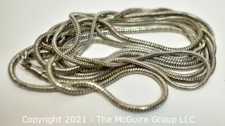 Silver Tone Snake Double Chain Necklace.  