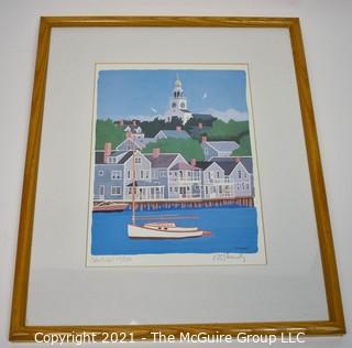 Framed Under Glass Signed and Numbered Print "Nantucket"  By Robert E. Kennedy.  Measures 16" x 19".