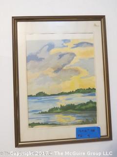 Framed watercolor landscape; signed lower right (12 x 16")