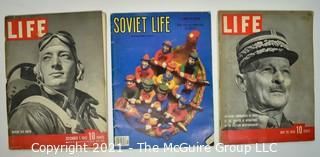 Two (2) Life Magazines 1940, 1942 & One (1) Soviet Life Magazine 1982. 