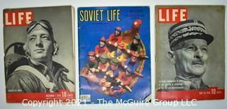 Two (2) Life Magazines 1940, 1942 & One (1) Soviet Life Magazine 1982. 