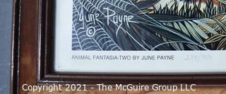 Framed Under Glass Signed and Number Limited Edition Print Entitled "Animal Fantasia II" by June Payne.  Measures 23" x 30".