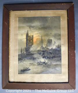 Framed Under Glass Signed and Numbered Color Lithograph.  Undated. Some Staining to Edges. Measures 15" x 18".