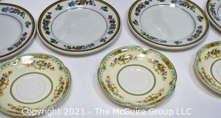 Porcelain Wash Basin and Two Sets of Hand Painted Porcelain Fruit Plates. 