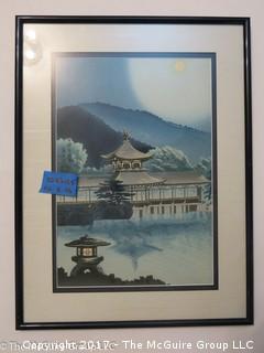 Traditional Japanese landscape woodblock print; signed (15 1/2 x 20 1/2")