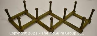 Vintage Brass Accordion Peg Wall Coat Rack