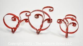 Three (3) Red Metal Wall Mount Potted Plant Holders. 