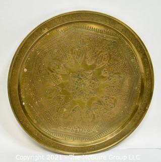 Large Brass Serving Tray.  Measures 23" in diameter. 