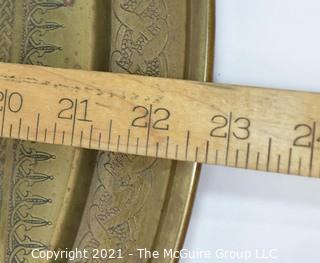 Large Brass Serving Tray.  Measures 23" in diameter. 