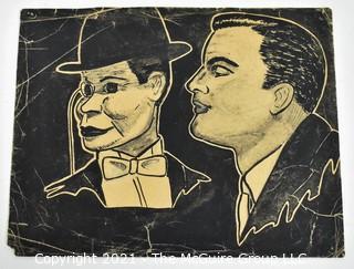 Black & White Illustration of Edgar Bergen And Charlie Mccarthy On Paper, Unsigned.