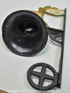 Vintage Wall Mount Cast Iron Bell with Winged Siren on Wave.