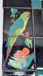 Hand Painted Tile Mosaic with Parrots.  Measures 17" x 22" when complete.