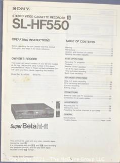 Sony Super BetaMax SL-HF 550 VCR WITHOUT REMOTE, powers on.