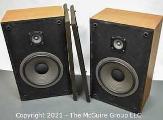 Music: Pair of Realistic brand MC-1800 bookshelf speakers. Foams are intact. One corner distressed