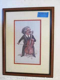 "The Cellist"; pencil signed framed print (15 x 20")