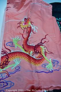 Selection of embroidered silk pillow covers with Asian and bird motifs