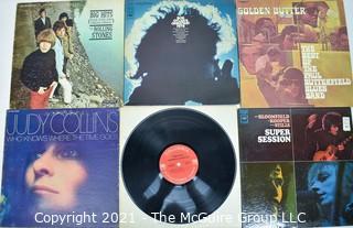 Music 33.3 LP Vinyl Records x 6 various artists incl: Dylan (2); Judy Collins; Rolling Stones and others