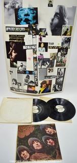 Music 33.3 LP Vinyl Records x 2 The Beatles - White Album w/ lyric poster only and Rubber Soul