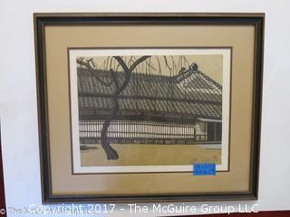 Framed Japanese woodblock print; pencil signed and stamped (23 x 28")