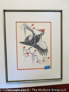 Framed Traditional Japanese Woodblock print; pencil signed Anne Worsham Richardson;  (25 x 31")