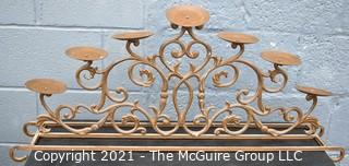 Heavy Wrought Iron Hearth Fireplace Candle Holder. 15" x 38".