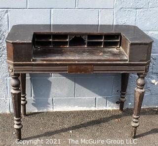 Antique Mahoghany Writing Desk with Turned Legs.  Measures 32" x 33" x 41".
'