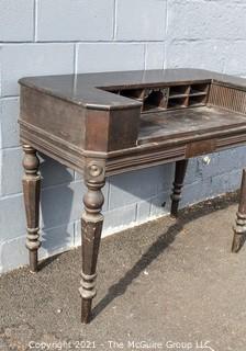 Antique Mahoghany Writing Desk with Turned Legs.  Measures 32" x 33" x 41".
'