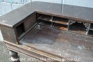 Antique Mahoghany Writing Desk with Turned Legs.  Measures 32" x 33" x 41".
'