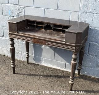 Antique Mahoghany Writing Desk with Turned Legs.  Measures 32" x 33" x 41".
'