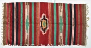 37 x 74" Handmade wool rug with fringe from Beirut Lebanon, geometric patterns