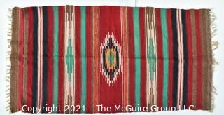 37 x 74" Handmade wool rug with fringe from Beirut Lebanon, geometric patterns