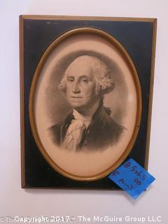 Framed portrait of George Washington; with Congressional invite on reverse; 1932 (6 1/2 x 8 1/2")