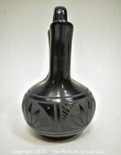 Black on Black Wedding Vase by Native American Navajo Potter Marvin Blackmore of Cortez, CO. 