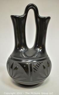 Black on Black Wedding Vase by Native American Navajo Potter Marvin Blackmore of Cortez, CO. 